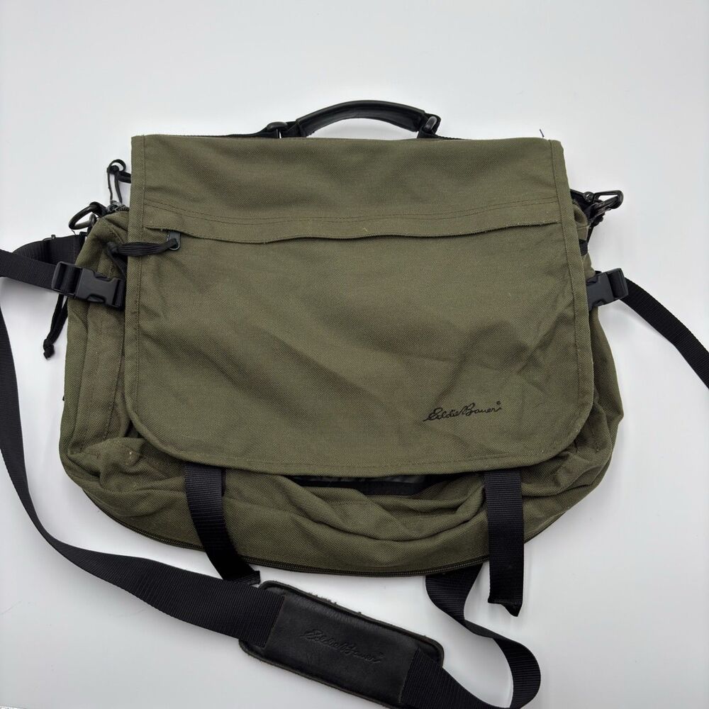 Eddie Bauer Olive Green Utility Messenger Bag Gorpcore Y2K Techwear